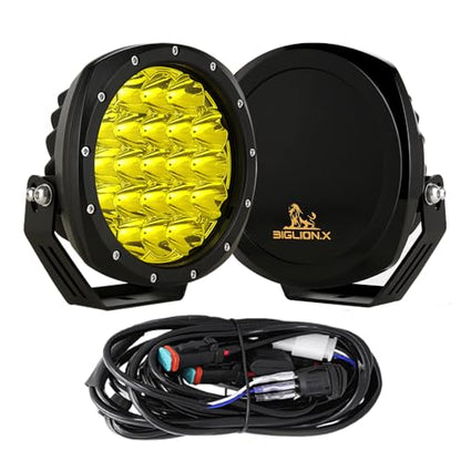7Inch Round LED Amber Driving Offroad Lights 2PCS 210W 32000LM Amber Off road Lights LED Off Road Light Round Waterproof IP68 IP69K 12V 24V for Pickup Trucks SUV ATV UTV 4x4 (Amber / 7Inch)