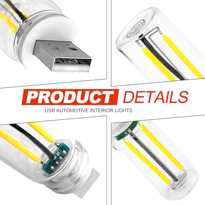 3PCS USB Car Interior Ambient Lights (White)