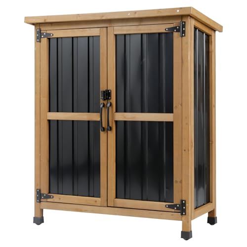 Small Outdoor Storage Cabinet Waterproof (Brown / 32"x13"x39")