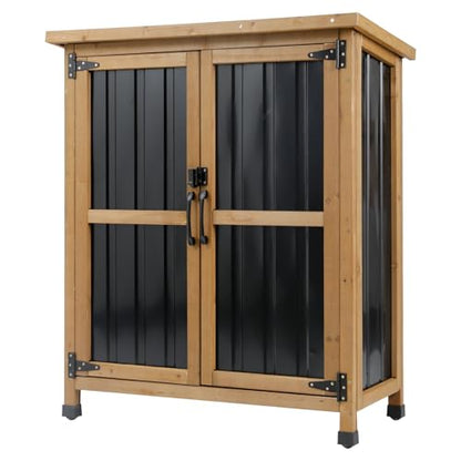 Small Outdoor Storage Cabinet Waterproof (Brown / 32"x13"x39")