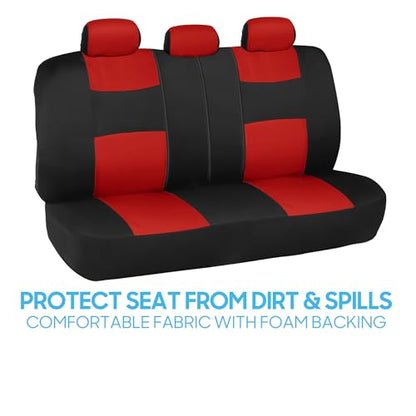 PolyPro Car Seat Covers Full Set in Red on Black (Red)