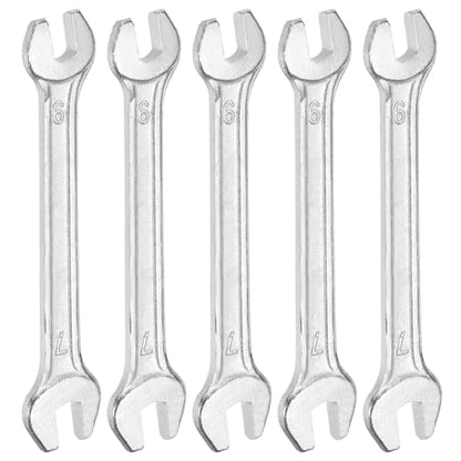 5pcs Double Open End Wrench 6mm x 7mm Metric 15 Degree Offset Angle Small Flat Head Wrench Galvanizing Open Ended Spanner for Automotive Repair Furniture Assembly (6mm x 7mm)