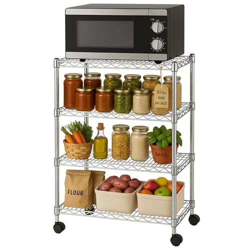 Heavy Duty 4 Tier Wire Shelving Unit Storage Rack (4 Tier - 14"W x 30"L / Chrome)