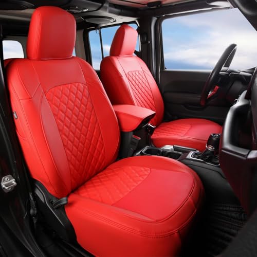 Wrangler JL Seat Covers Custom Fit for Jeep Wrangler (Red / 18-26 JL 4 Door Without Rear Cup Holder Full Set)
