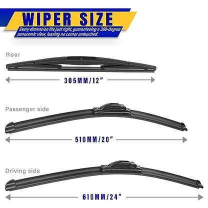 3 Wipers Fits BMW X5 2014 (24"/20"/12")
