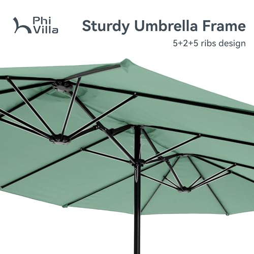 15ft Large Outdoor Patio Umbrella with Base Included (Mint Green)