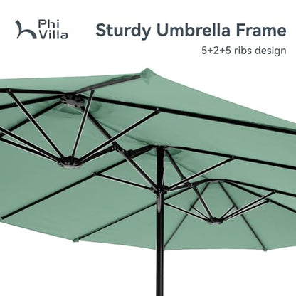 15ft Large Outdoor Patio Umbrella with Base Included (Mint Green)