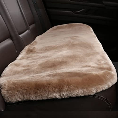 Genuine Sheepskin Car Rear Seat Cover for Fuzzy Fur Wool Cushion (Camel)