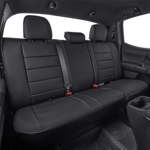 Custom Fit Tacoma Rear Car Seat Covers for Toyota Tacoma (Leather (Black) / 2024-2026 Tacoma (Petrol) Only 2nd Row)