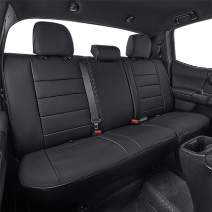 Custom Fit Tacoma Rear Car Seat Covers for Toyota Tacoma (Leather (Black) / 2024-2026 Tacoma (Petrol) Only 2nd Row)