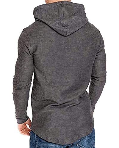 Mens Fashion Athletic Hoodies Sport Sweatshirt Solid Color Fleece Pullover Dark Grey 3XL (3X-Large / Grey)