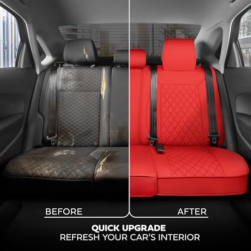 Curated Cabernet Napa Leather Seat Covers for Cars & SUVs (Red (Cabernet) – Set / Full Set)