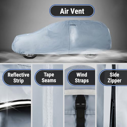 Car Cover Waterproof All Weather for 1998 (Gray / Black (Stripe) / 64. Tracker 4-Door 1998-2004)