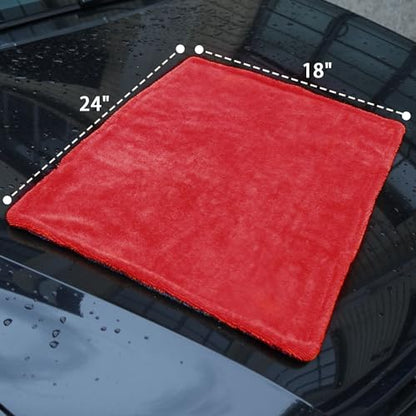 1000GSM Car Drying Towel (Red / 18"*24")