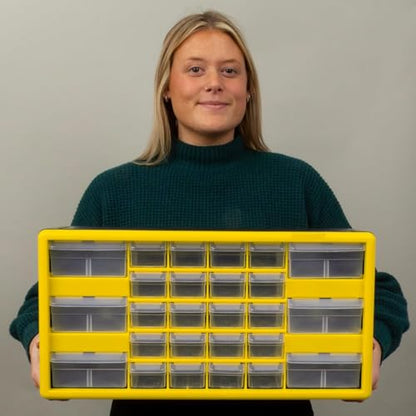 26 Drawer Plastic Storage Cabinet (Yellow / 26 Drawer / 1 Pack)