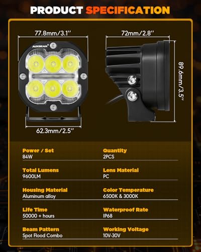 XP Ultra Series 3 Inch LED Pod Offroad Light with DRL & Turn Signal (XP-Ultra 3 Inch Amber/White Combo & DRL)
