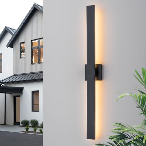 39.4" Long Outdoor Wall Lights Modern LED Exterior Lighting Fixtures Matte Black Outdoor Sconces Wall Lighting for House Front Door Porch Garage Patio (Black / 39.4 inch-1 Pack)