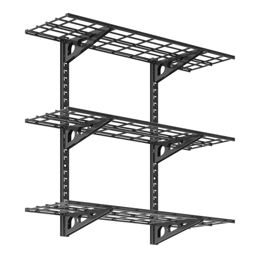 3 Tier 1x3ft Garage Storage Wall Shelving (Black / 1x3 ft)