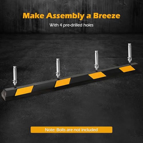 72" Rubber Parking Curb with Yellow Reflective Stripes