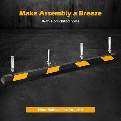 72" Rubber Parking Curb with Yellow Reflective Stripes