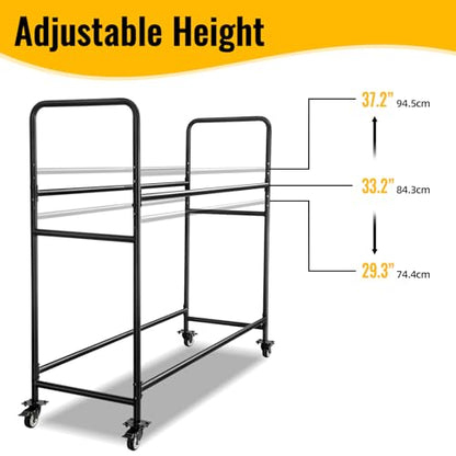 Tire Rack Adjustable Height Metal Rolling Storage Rack 60" x 59" x 21" for Garage