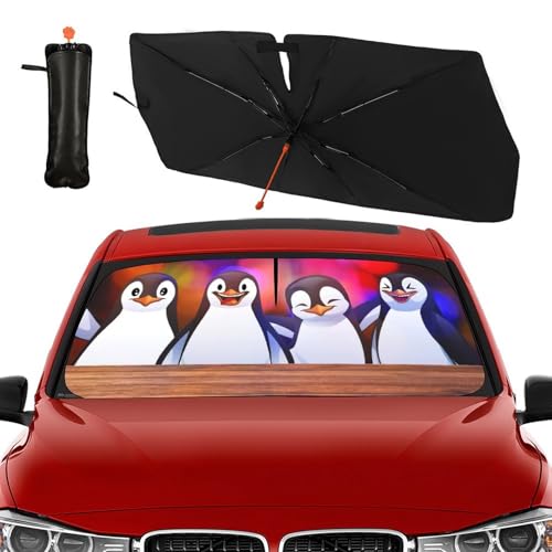 Funny Penguin Car Windshield Sun Shade Umbrella Foldable Sunshade (57X31 Inch / styled45f-7)