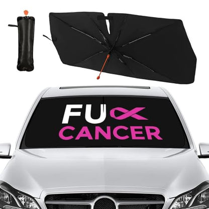 Fuck Breast Cancer Pink Ribbon Car Windshield Sun Shade Umbrella (57X31 Inch / Color-0705-2)