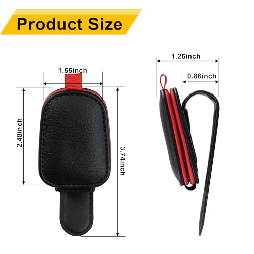 Magnetic Leather Sunglasses Holder for Car (RedBlack)