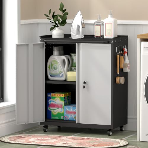 Garage Storage Cabinet with Wheels (Grey / 32"H)