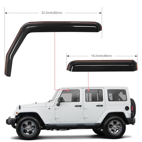 in Channel Rain Guards for Jeep Wrangler JK 2007 (Wrangler JK 2007-2018)