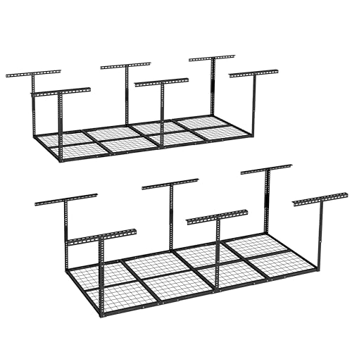 3x8 Overhead Garage Ceiling Storage Rack (Black / 3x8 ft)