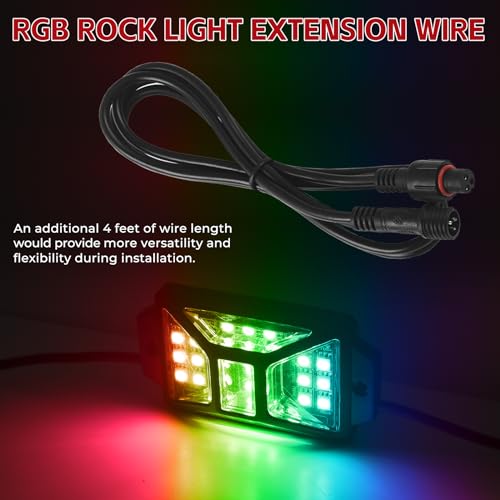 4 PCS 4FT 3 Pin RGB Rock Light Extension Wire for Trucks (4pcs 4ft extensions)