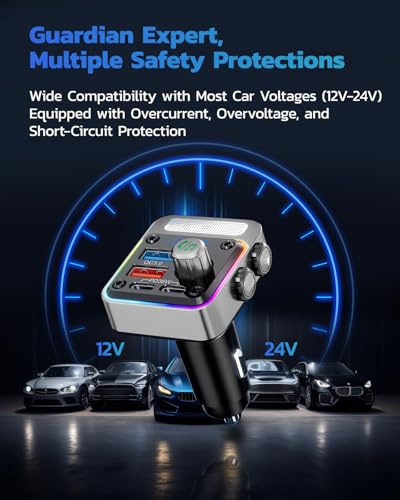 54W Bluetooth 5.3 Car Adapter (Silver)