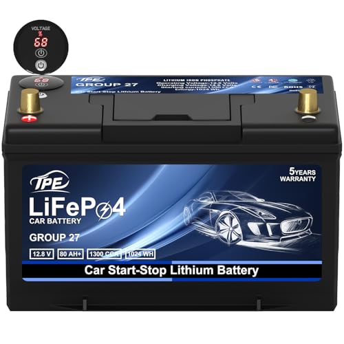 Car Start Stop Lithium Battery BCI GROUP 27 12V 80AH Car Battery with 1300CCA (Group27 Buttons)