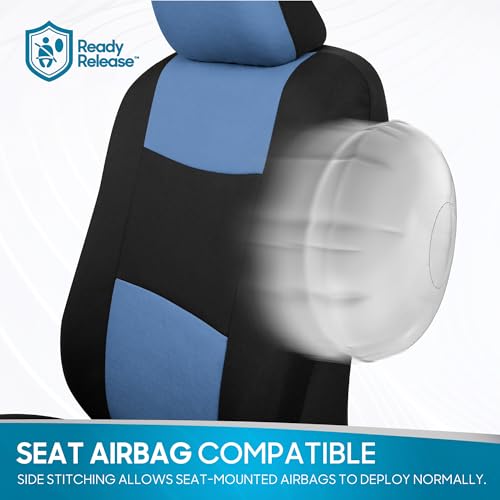 PolyPro Car Seat Covers Full Set in Blue Gray on Black (Blue Gray)