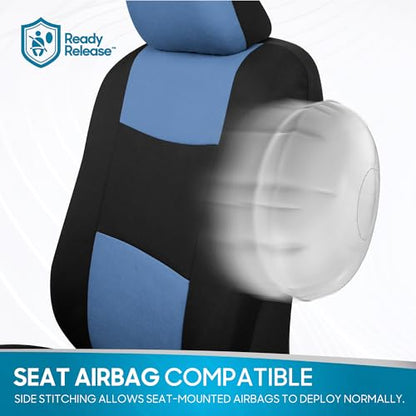 PolyPro Car Seat Covers Full Set in Blue Gray on Black (Blue Gray)