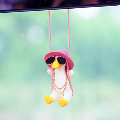 Cute Car Decor of Swing Duck Pendant (Pink B)