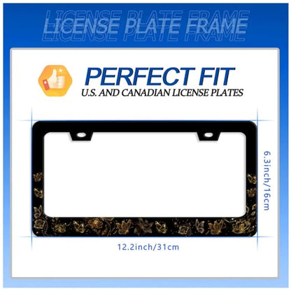 Golden Butterfly License Plate Frame Stainless Steel Accessory 12.3x6.3Inch (Golden Butterfly Pattern)