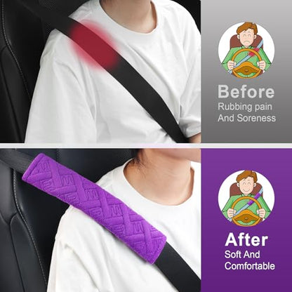2 Pack Universal Car Seat Belt Pads Cover for A More Comfortable Driving (purple)