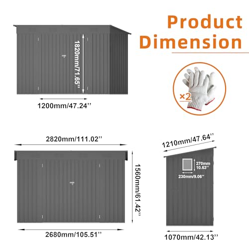 9x4 FT Lean to Shed with Window (Gray / 9x4ft)
