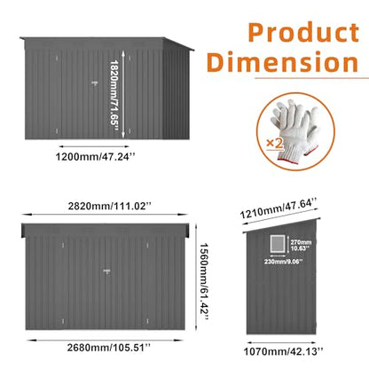 9x4 FT Lean to Shed with Window (Gray / 9x4ft)