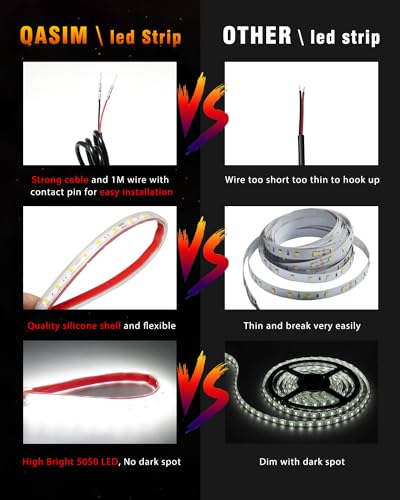 12V Led Light Strip Waterproof 32CM White Underglow for Car Motorcycle 6Pcs (White)