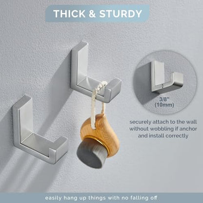 Bathroom Towel Hooks (2 Pack / Brushed Nickel)
