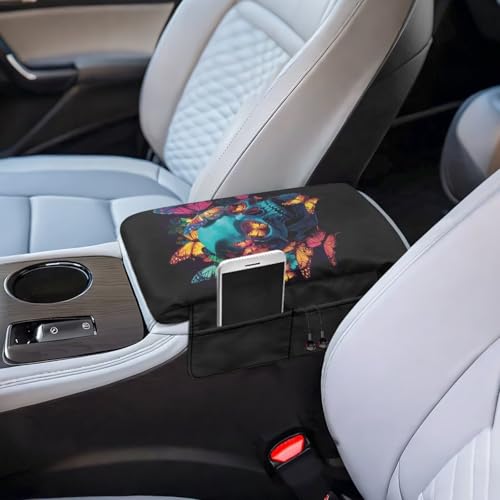 Skull Butterfly Car Center Console Pad Non (Skull Butterfly)