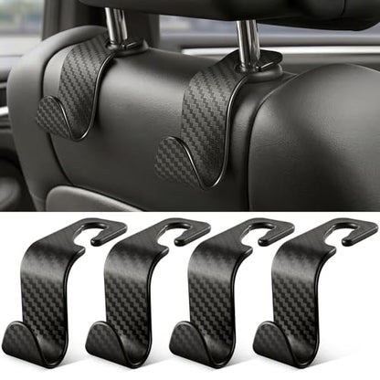 Universal 4 Pack Car Seat Headrest Purse Hook (4pc / Black Checkered)