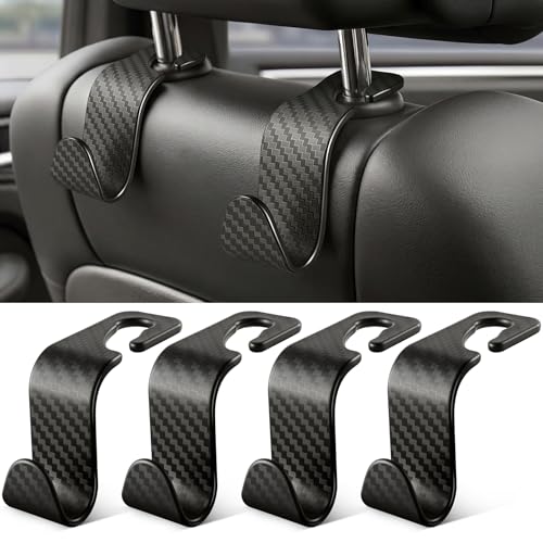 Universal 4 Pack Car Seat Headrest Purse Hook (4pc / Black Checkered)