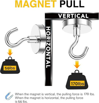 Magnetic Hooks 10pcs 170lbs Cruise Essentials 2026 Magnet Hook (Silver / 1.42in)