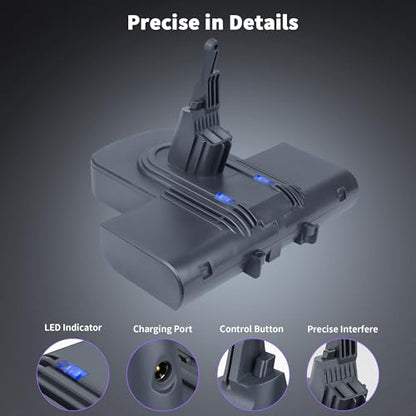 21.6V 8000mAh Battery Replacement for Dyson V7 SV11 Cordless Vacuum (One Size)