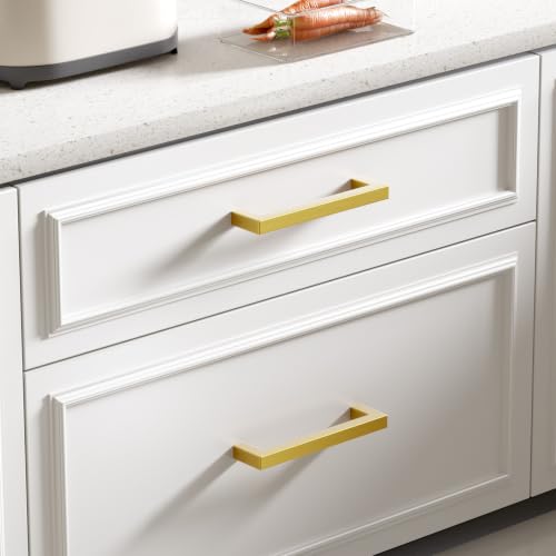 15 Pack 6-1/4 in Gold Cabinet Handles Brushed Brass Drawer Pulls (Gold / 6-1/4 Inch Hole Centers)