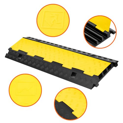 2 Pack 3 Channel Cable Protector Ramp Traffic Wire and Hose Ramp Cord Cover Heavy Duty Channels 44 (3 Channel 2 Pack)